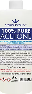 £7.99 • Buy Acetone 100% Pure Superior Quality Nail Polish Remover UV/LED GEL Soak Off 500ml