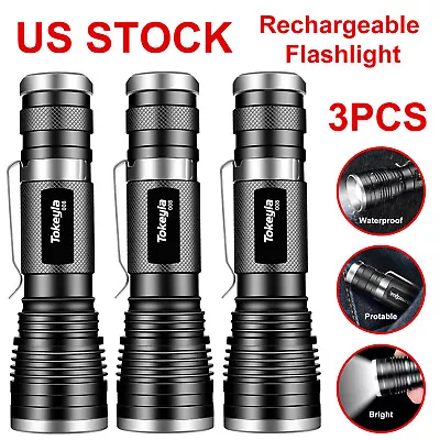 3Pack Mini LED Flashlight Tactical Super Bright Military Zoom Torch Lamp • $13.99