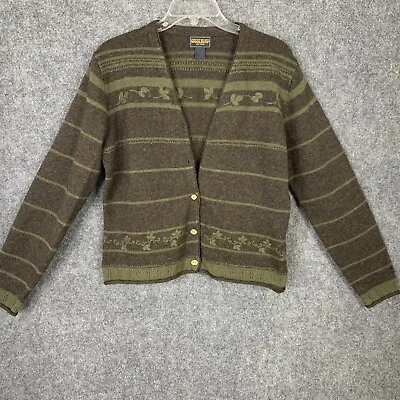 Vintage Woolrich Cardigan 100% Lambswool Vine Pattern New Wool Japan • $26.31