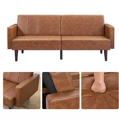 Convertible Sofa Bed Adjustable Couch Sleeper Modern Faux Leather Memory Foam • $399.99