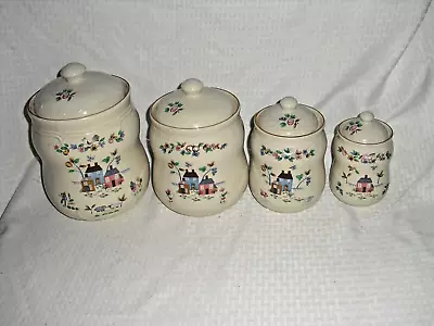 HTF Vintage International China HEARTLAND Set Of 4 Ceramic Kitchen Canisters! • $39.99