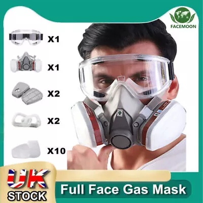 16 In 1 Full Face Mask For 6200 Series Gas Painting Spray Protection Respirator • £5.99