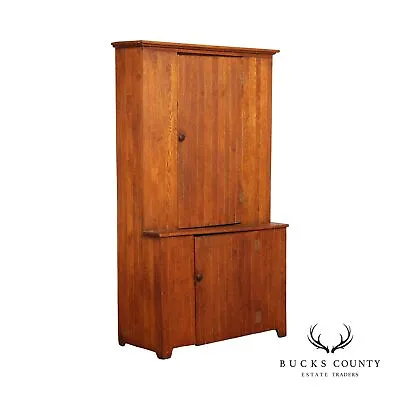 Antique Pennsylvania Oak Stepback Cupboard • $2195