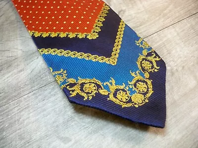 Gianni Versace Gold Medusa Silk Neck Tie Floral Polka Dot Luxury Great Vintage • $336.58