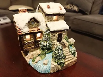 Lighted Vintage Miniature English Cottages Winter Christmas Village (Working) • $15