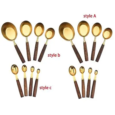 Measuring Cups And Spoons Set Wooden Handle Kitchen Utensils Measuring Spoons • £10.69