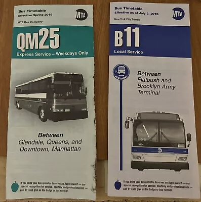 Lot Of 2 MTA NYCT/MTA Bus Timetables • $9.50