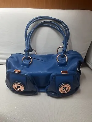 $200 • Buy Mimco Mini Metal Button Zip Top Bag In Azure Blue Bnwt Rrp$399