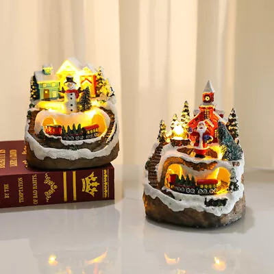 Christmas Village LED Ornament Light Up Scene Musical Santa Train Xmas Decor NEW • £22.68