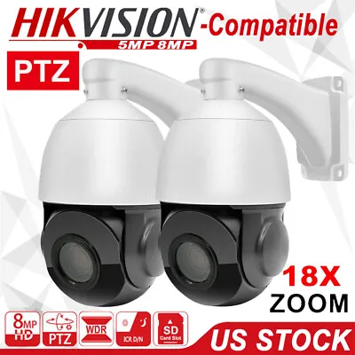 Hikvision Compatible 8mp 5mp PTZ Camera 18X Optical Zoom Night Vision Outdoor US • $124.04