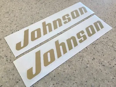 Johnson Vintage Outboard Motor Decals 2-PK Gold 9  FREE SHIP + FREE Fish Decal • $11