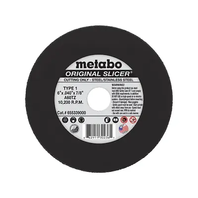 Metabo Original Slicer® Cutting Wheel Type 1 6 Inches Dia 0.040 Inches Thick • $8.99