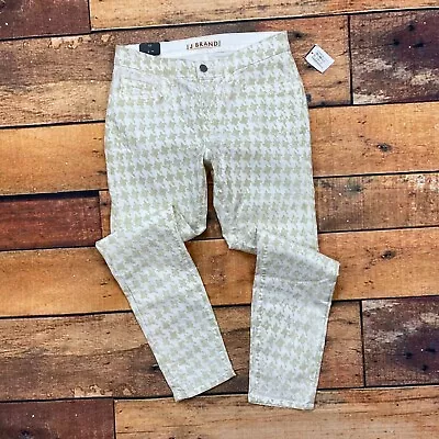 J Brand Mid Rise Crop Ankle Skinny Jeans Size 27 Houndstooth 835K120 White • $49.60