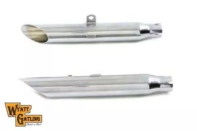 Chrome Slip-On Slash Cut Exhaust Mufflers Baffle Pipes 80-03 Harley Sportster XL • $130.34