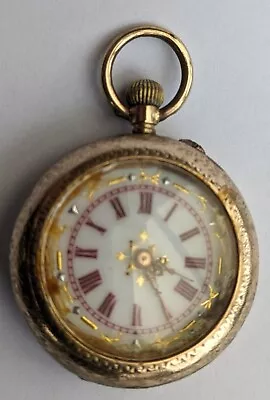 Antique 1890s 9ct Rose Gold Ladies 3cm Fob Pocket Watch Floral Ornate Case Works • £65