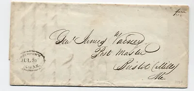 1829 Brunswick ME Oval Handstamp Stampless Letter Free To Postmaster [h.4579] • $24.99
