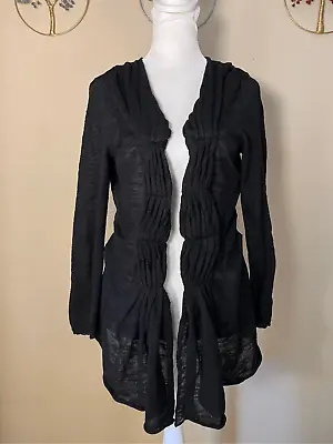 Moth Black Ruched Front Lightweight Open Front Cardigan Medium • $25