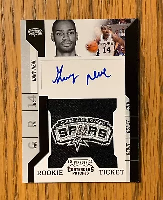 2010-11 Panini Playoff Gary Neal #120 Auto Patch Rookie Ticket Card Spurs • $9.95