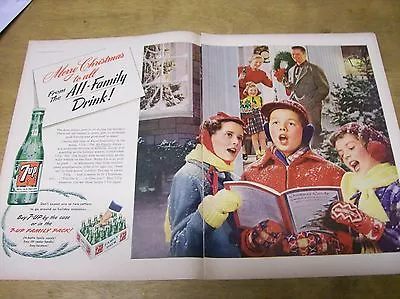 Original 1952 7up Christmas 2-Page Magazine Ad • $9