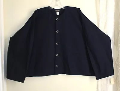 NWT Eskandar Sz 1 0 NAVY Classic England Lux Cotton Twill Boxy Jacket Shorter • $761.75