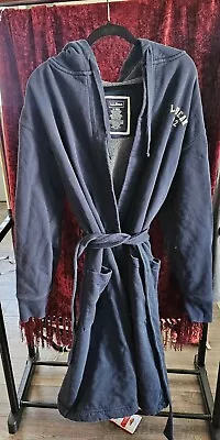 L.L. LL Bean 1912 Heavy Hood Tie Robe Medium Navy Blue Warm Cozy Lounge Rugby • $49.99