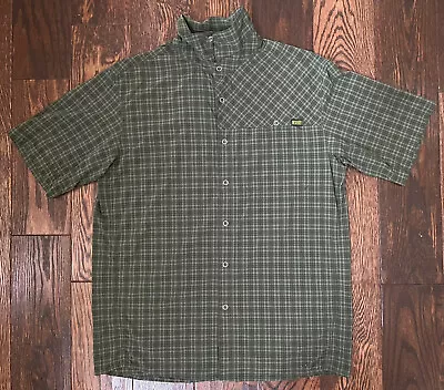 Outdoor Research Shirt Mens Medium Green Plaid Astroman Short Sleeve Sun Shirt • $19.99