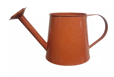 Orange Metal Small Watering Can W/ Punched Butterfly Pattern 10.5  Long 5  Tall • $15.25