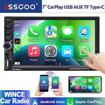 7  Apple CarPlay/Android Auto Double DIN Car Stereo Radio Head Unit Touch Screen • $56.69