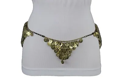 Women Fashion Belt Hip High Waist Antique Vintage Gold Metal Chain Coins XS S M • $21.99