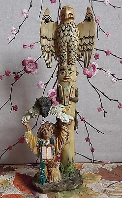 Academy Native American Indian Totem Pole Medicine Man Figurine Vintage Statue.. • £18
