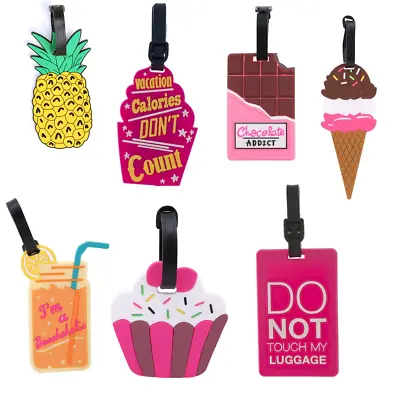 Cartoon Silicone Luggage Tag Baggage Kids Unicorn Food Adults Tags Travel Labels • £2.99