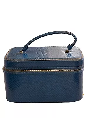 Vintage 60s Blue Faux Alligator Travel Train Case • $25