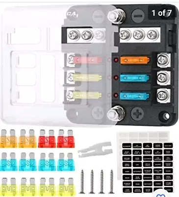 Haisstronica 12v 6-Way Marine Fuse Block Kit Waterproof DC Fuse Block  • $17.95