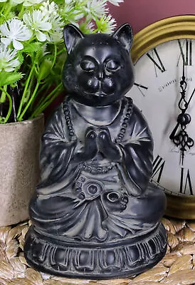 Ancient Meditating Cat On Lotus Levitating Buddha Figurine Zen Statue 6 H Gift • $24.99