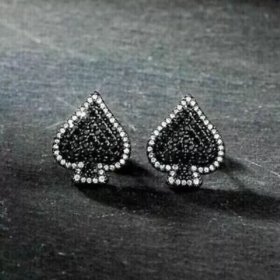 0.40Ct Round Lab-Created Black Diamond Men's Stud Earrings 14K Black Gold Plated • $50