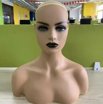 Profession Full Makeup Mannequin Head With Shoulders Wig Jewellery Display Bust • £45