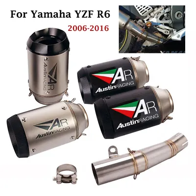 For Yamaha YZF R6 2006-16 Exhaust Tips Muffler Carbon Fiber Mid Link Pipe System • $130.19