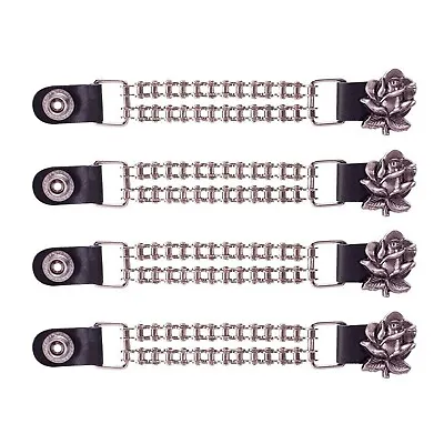 Silver Rose Leather Motorcycle Vest Extenders For Women Biker Double Chains • $28.40