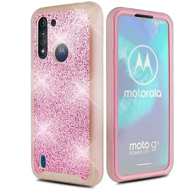For Motorola Moto G8 Power Lite Case Shiny Glitter Bling Cover Built In Screen • $9.95