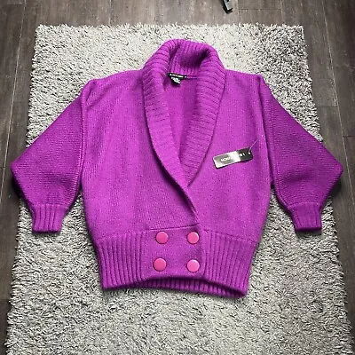 Vintage IB Diffusion Sweater Womens Small Purple Wool Mohair Cardigan Shawl • $39.99