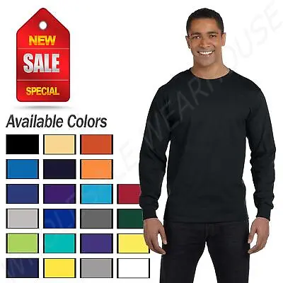 Hanes Men's ComfortSoft Essential-T 100% Cotton Long Sleeve S-3XL T-Shirt R5286 • $6.64
