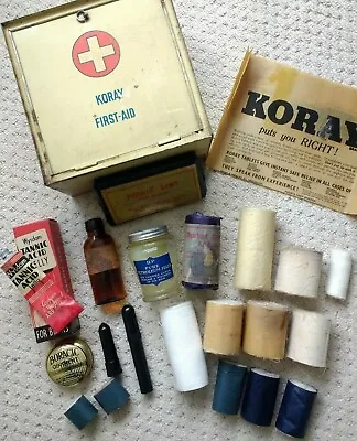 Vintage1960's KORAY FIRST AID TIN  /  METAL BOX  +  Contents • £35