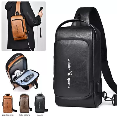 Men's Sling Crossbody Bag Anti-theft Chest Shoulder Messenger Backpack USB Port • $20.99