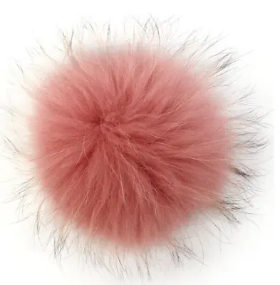 20 Colors 6  15cm Real Raccoon Fur Ball Pom Pom Snap Button DIY Beanie Hat Cap • $8.98