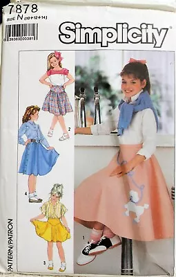 UNCUT Vtg 1986 Simplicity 7878 Girl's Size 10/12/14  Pattern Poodle/Other Skirts • $9.99