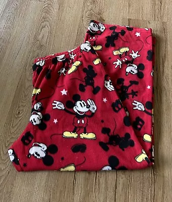 Disney Mickey Mouse Women's 2X Red Print Fleece Stretch Pajama Lounge Pants • $8