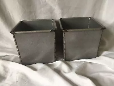 2 X Metal Planters Square Plant Pots Galvanized 13.5cm X 13.5cm X 12cm • £15