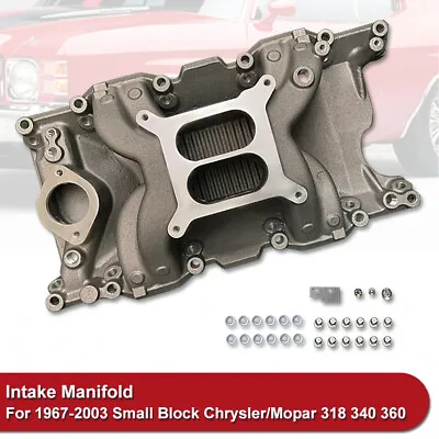 Satin Dual Plane Intake Manifold Fits 1967-2003 Small Block Chrysler/Mopar 340 • $147.88