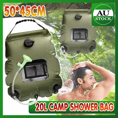 20L Camp Shower Bag Solar Heat Water Pipe Portable Camping Hiking Travel Outdoor • $21.15