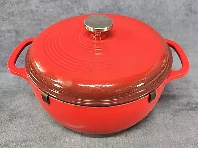 Lodge Enameled Cast Iron Dutch Oven 6-Quart Island Spice Red New Open Box U-9I • $50